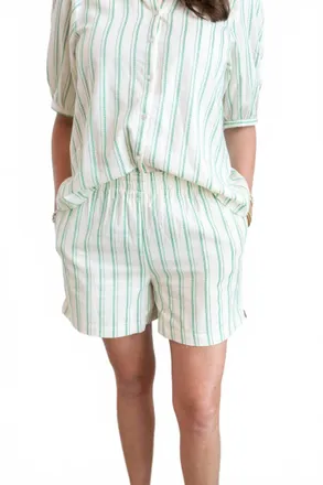 Ichi Jovil Stripe Shorts In Green