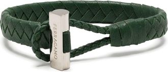 Ferragamo leather bracelet - men - Calf Leather/Brass - One Size - Green