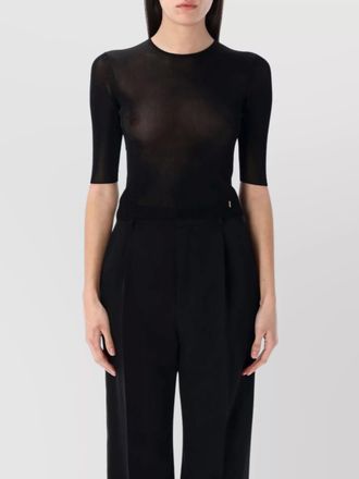 Saint Laurent ribbed slim-fit viscose short-sleeve top