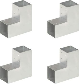 vidaXL Vidaxl - Conectores De Postes En L 4 Uds Metal Galvanizado 91x91 Mm