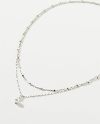 Simons Womens Pearly bead two-tier necklace