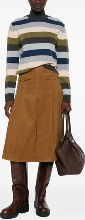Tory Burch Corduroy Pleated Skirt - Brown