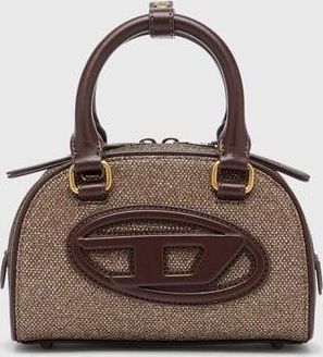 Diesel 1DR Dome- Small bowling bag in Lurex fabric - Crossbody Bags - Woman - Brown