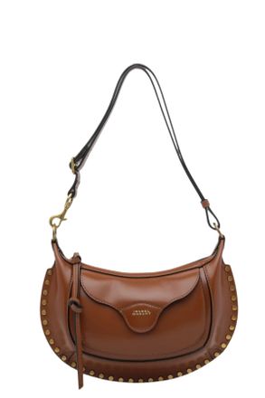 Isabel Marant Crescent-Shaped Calf Leather Shoulder Bag with Brass Accents