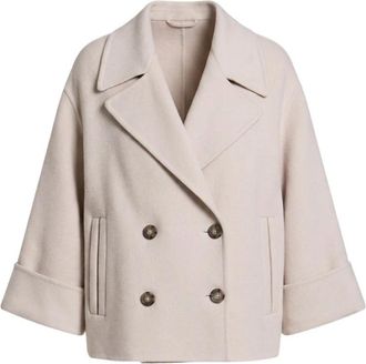 PESERICO Jas van kasjmier en wol - Dames - Zomerjassen - Beige - XL - Wol - Jassen