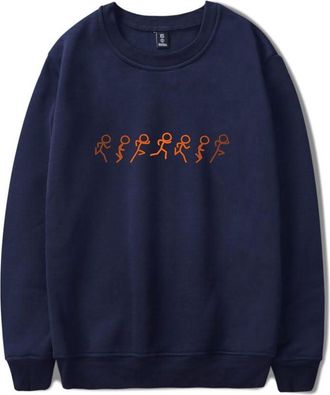 Generic Alan Becker RUN CYCLE Fashion Mens O-Neck Casual Loose Sweatshirts Street (Navy,M)