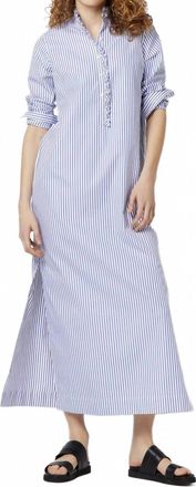 Ann Mashburn Frill Talitha Pinpoint Shirt Dress In Blue/white Stripe Pinpoint