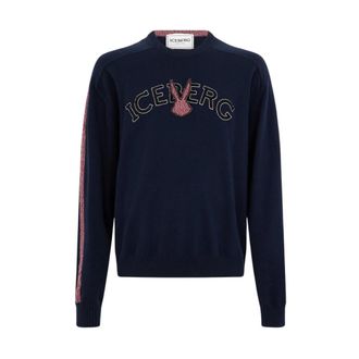 Iceberg Jersey de cuello redondo - Knitwear - Hombre - Azul - 2XL
