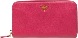 Prada Tweedehands leren portemonnees - Dames - Vintage Accessoires - Roze - ONE Size - Vintage