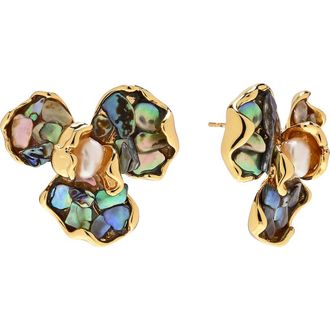Eye Candy Los Angeles Mabel Flower Stud Earrings in Green at Nordstrom Rack