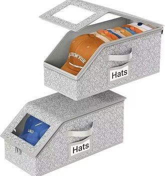 OEM Organizador De Gorras De B&eacute;isbol, Caja Transparente Apilable Y Plegable Para 12 Gorras, Organizador De Armario A Prueba De Polvo, Juego De 2 Piezas, G