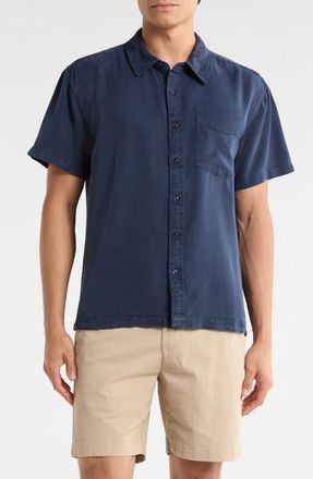 Brixton Cooling Comfort Short Sleeve Button-Up Shirt in Midnight Navy at Nordstrom, Size Xx-Large