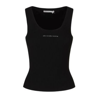 Alexander Wang Alexander Wang, Sleeveless Tops, female, Black, Size: XS Racer Tank w/ Jacquard Logo
