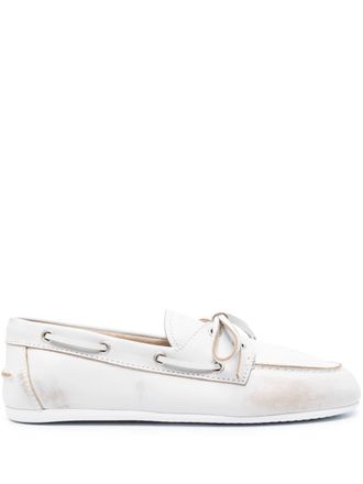 Miu Miu Gerafelde bootschoenen - Wit