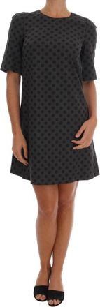Dolce & Gabbana Grijze Polka Gestippelde Wollen Stretch Jurk - Dames - Korte kleedjes - Grijs - XS - Wol - Kleedjes