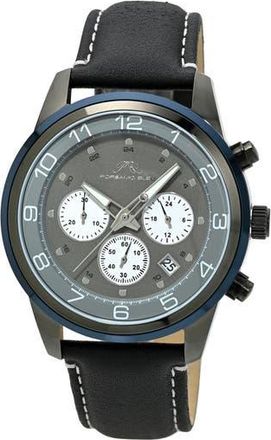 Porsamo Bleu Arthur Chronograph Leather of Silicone Strap Watch, 44mm in Gunmetal at Nordstrom Rack