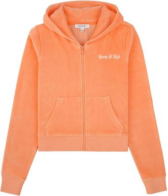 Sporty & Rich Italic-logo zip-up hoodie - unisex - Cotton - L - Orange