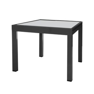 LOLAhome Mesa de comedor extensible Thais de aluminio y cristal templado negra