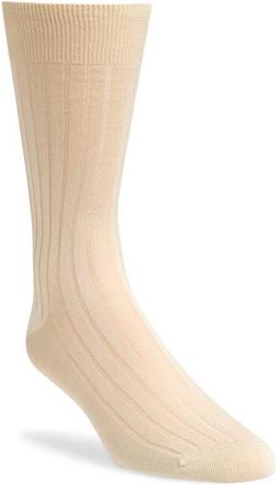 Canali Cotton Rib Dress Socks in Natural at Nordstrom, Size Medium