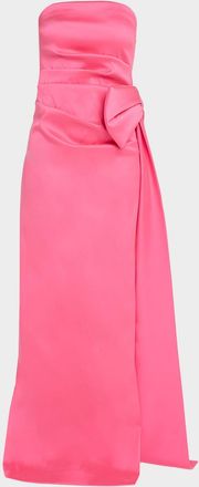 Teri Jon Strapless Side-Bow Mikado Column Gown
