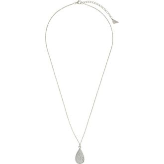 Sterling Forever Pav&eacute; Cubic Zirconia Teardrop Pendant Necklace in Silver at Nordstrom