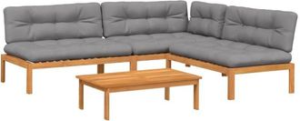 vidaXL Set De Sof&aacute;s De Palets De Jard&iacute;n Y Cojines 4 Pzas Madera Acacia Vidaxl