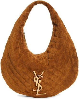Saint Laurent Icare Quilted Suede Hobo Bag in Caramel Cognac at Nordstrom