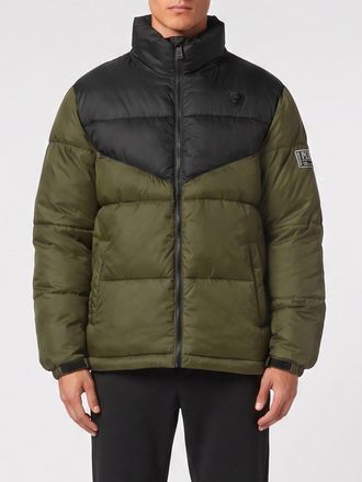 Plein Sport Short Quilted Technical Fabric Puffer Jacket with High Neck