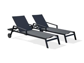 DCB Garden Lote de 2 tumbonas de aluminio y lona plastificada