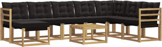vidaXL Conjunto De Sof&aacute;s De Exterior 9 Uds. Blanco Y Negro Vidaxl
