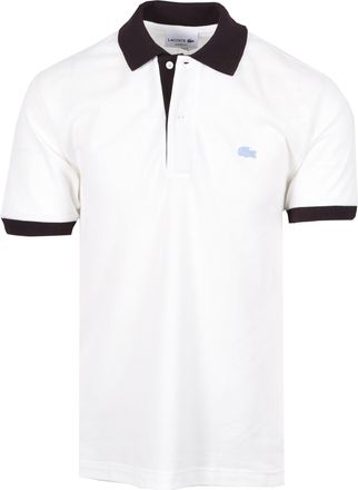 Lacoste Mens POLO SHIRT WHITE/BROWN Cotton - Size X-Large