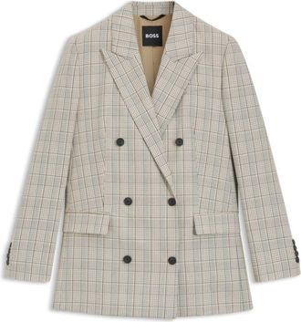 BOSS Checked regular-fit blazer in stretch wool