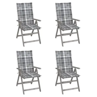 vidaXL Vidaxl - Sedie Da Giardino Reclinabili 4 Pz Con Cuscini Massello Acacia