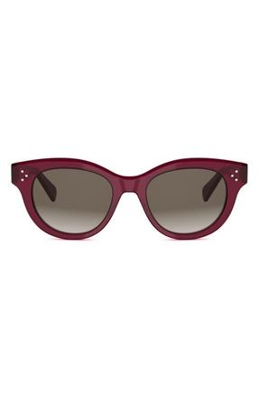 Celine 3 Dots 51mm Round Sunglasses in Shiny Bordeaux /Brown at Nordstrom