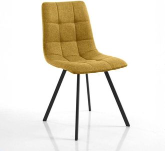 Oresteluchetta Juego De 4 Sillas De Comedor Tapizadas En Tela Con Patas De Acero Jane - Amarillo