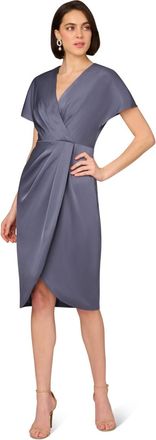 Adrianna Papell Womens Crepe Back Satin Dress - Dark Grey - Size 16 UK