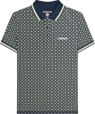 Lambretta Heren Geometrisch Poloshirt (Marine/Basil)