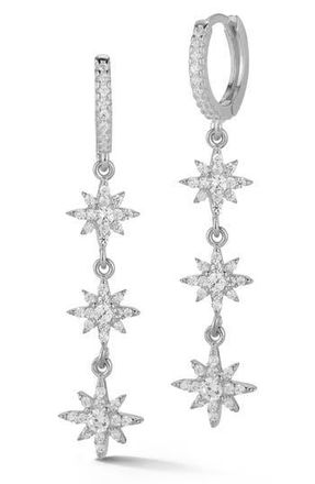 Glaze Jewelry Sterling Silver CZ Celestial Star Drop Huggie Hoop Earrings at Nordstrom Rack
