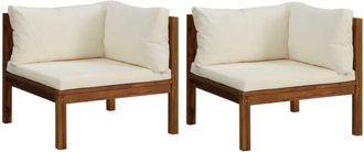vidaXL Vidaxl - Sof&aacute;s De Esquina 2 Uds Cojines Blanco Crema Madera De Acacia