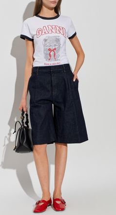 Ganni T-shirt With Print, Womens, White