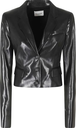Andamane Black Zefira Crop Length Single-Breasted Polyester Blazer