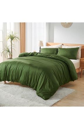 Sijo LuxeSoft Organic Cotton Sateen Duvet Cover in Forest at Nordstrom, Size Twin