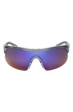 Nike Show X1 58mm Wraparound Sunglasses in Shiny Wolf Grey/Blue Mirror at Nordstrom Rack