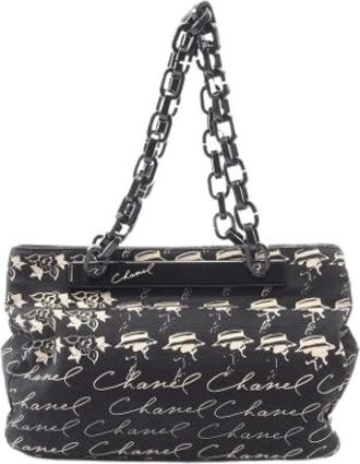 Chanel Pre-owned Shoulder Bags, female, Black, Size: ONE SIZE Pre-owned Vintage Canvas Tote Bag