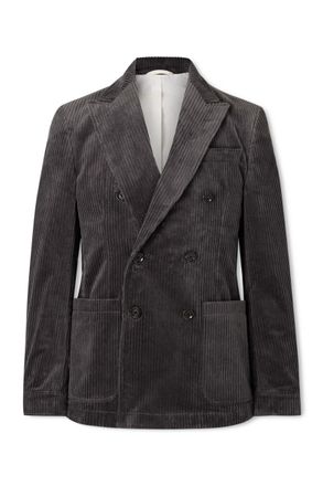 Oliver Spencer Double-Breasted Cotton-Blend Corduroy Suit Jacket