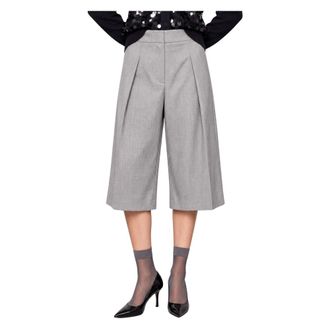 Kocca Broeken, Dames, Grijs, 2Xl, Leer, Geklede Culottes met Voorkant Plooien