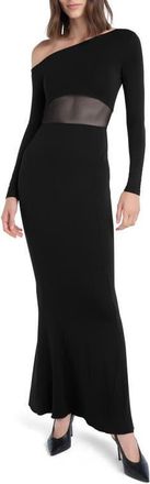 Favorite Daughter The Hold Me Asymmetric Long Sleeve Dress in Black at Nordstrom, Size X-Large