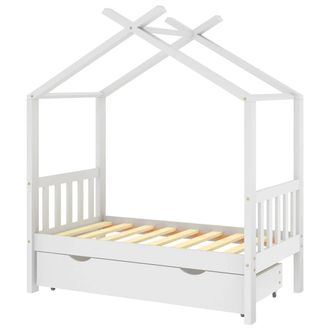 vidaXL Estructura De Cama Ni&ntilde;os Y Caj&oacute;n Madera Maciza Blanca 70x140 Cm Vidaxl