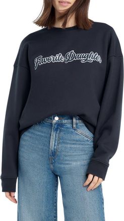 Favorite Daughter The Varsity Sweatshirt in Navy/White at Nordstrom, Size Xx-Large