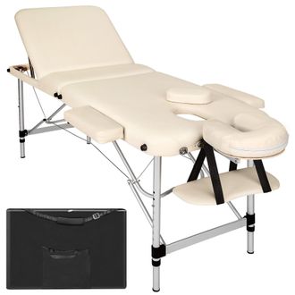 TecTake Massage Table 3-Zone Bed with Aluminium Frame & 5cm Thick Padding in Beige
